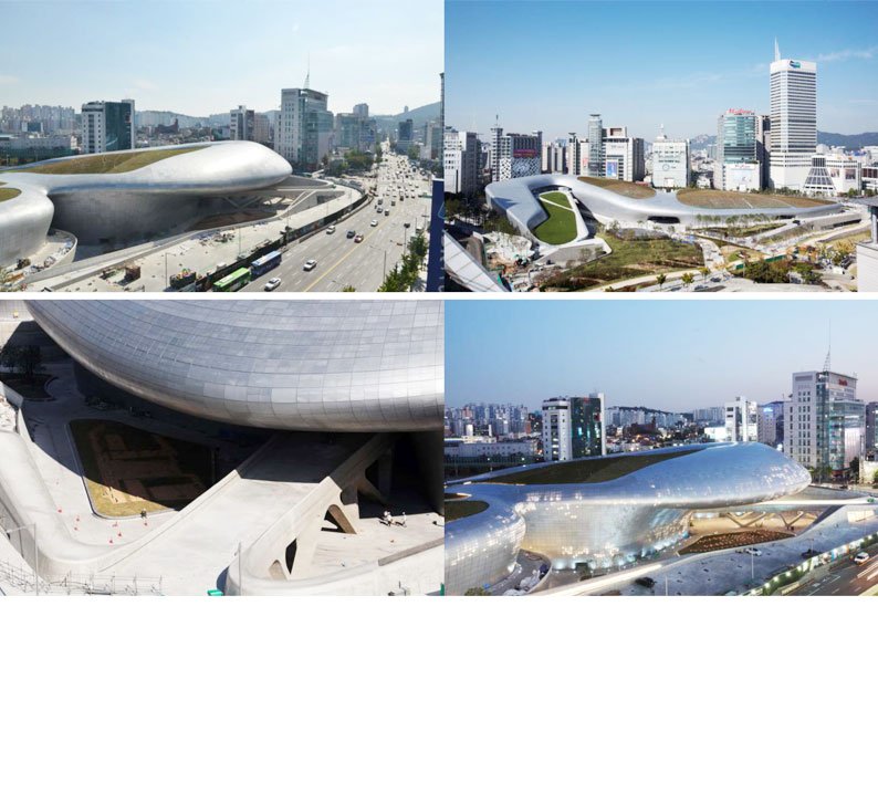 The DDP – Dongdaemun Design Park, Seoul Metropolitan Government, Korea. Designed by Zaha Hadid.